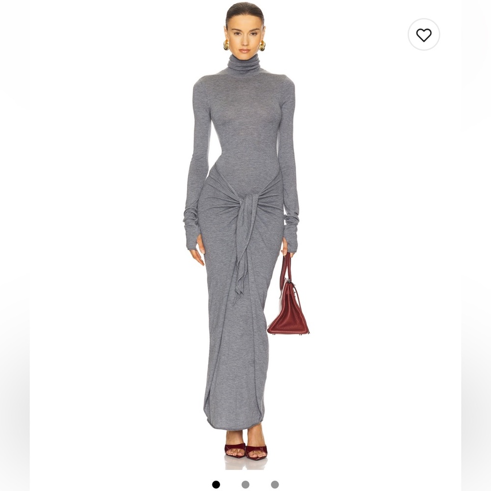 HELSA Gray Long Sleeve Wrap Dress